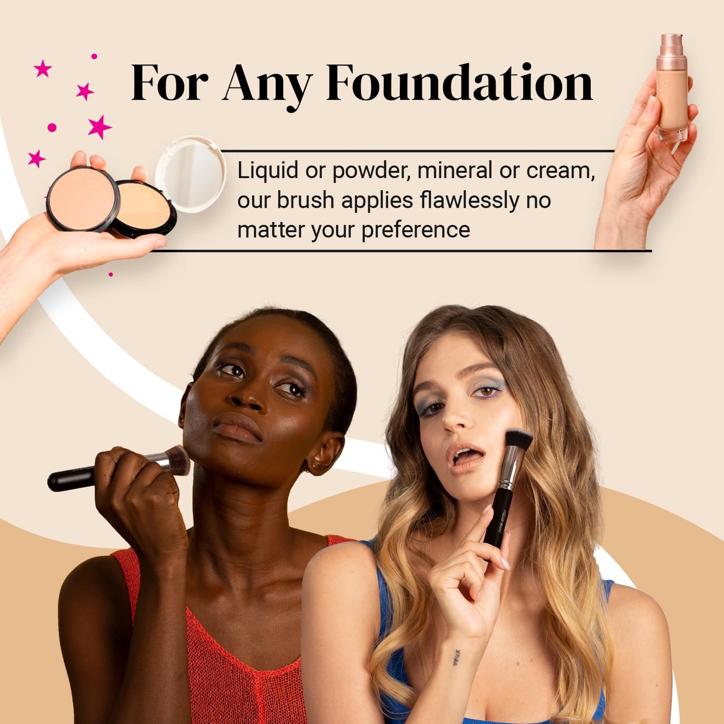 Flat Top Kabuki Foundation Brush by  - Premium Makeup Brush for Liquid, Cream, and Powder - Buffing, Blending, and Face Brush, 1.2" Top Diameter